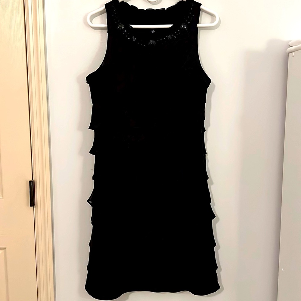 Black Tiered Cocktail Dress by S L Fashions